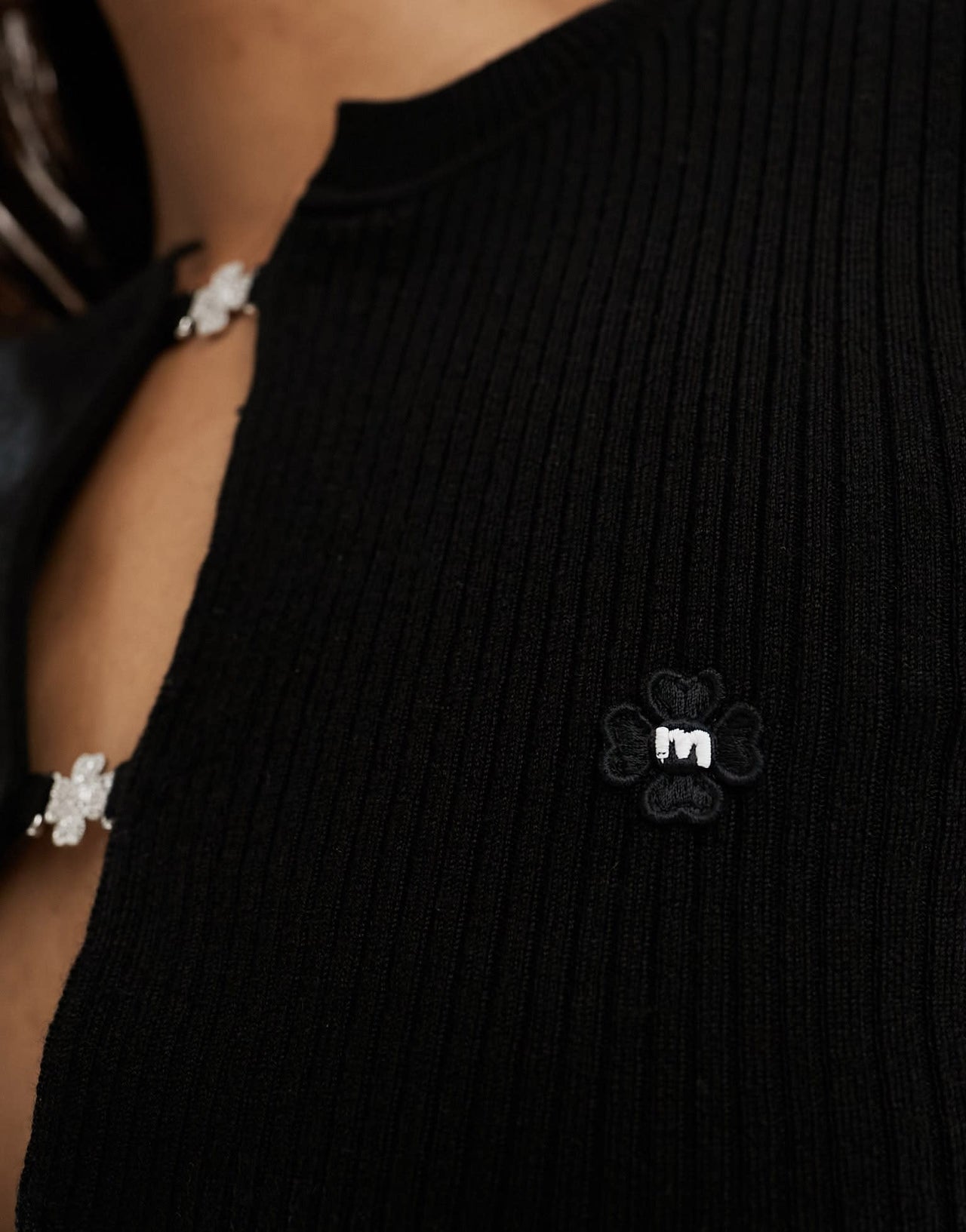 Miss Sixty embellished hook and eye cardigan in black