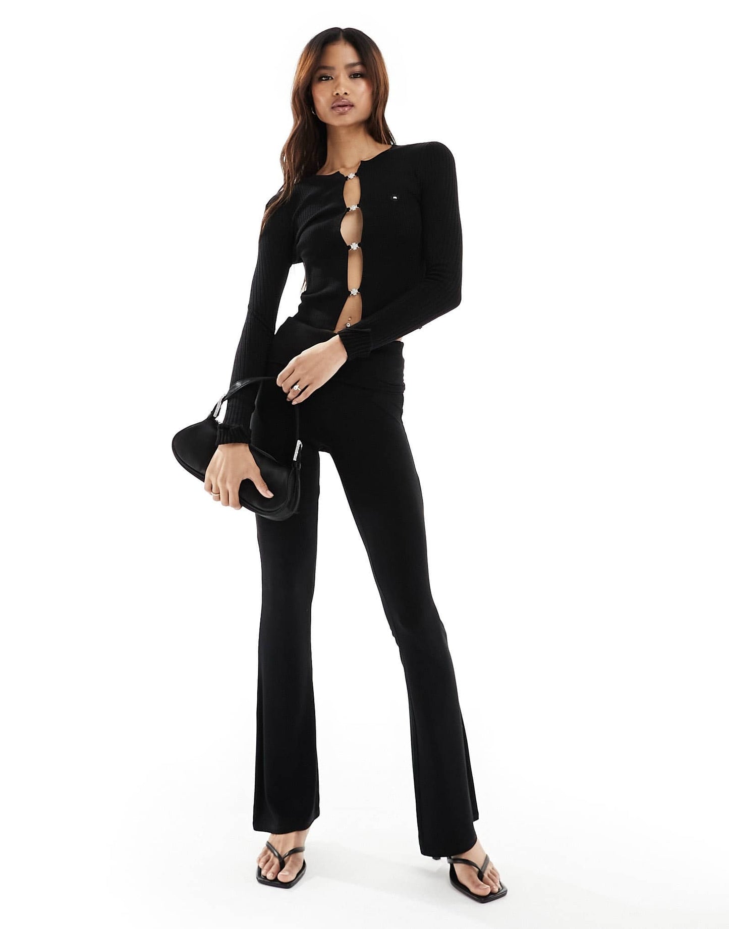 Miss Sixty embellished hook and eye cardigan in black
