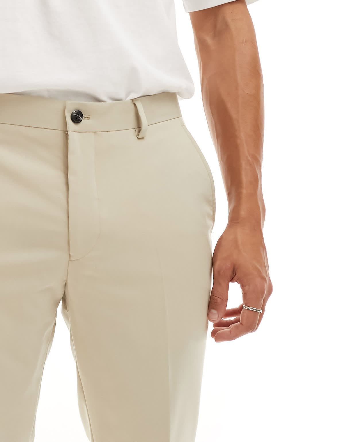 Jack & Jones slim fit suit trousers in beige