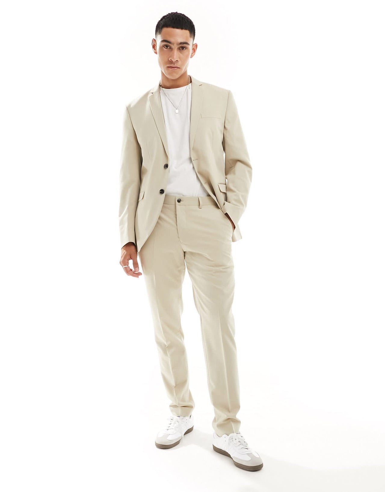 Jack & Jones slim fit suit trousers in beige