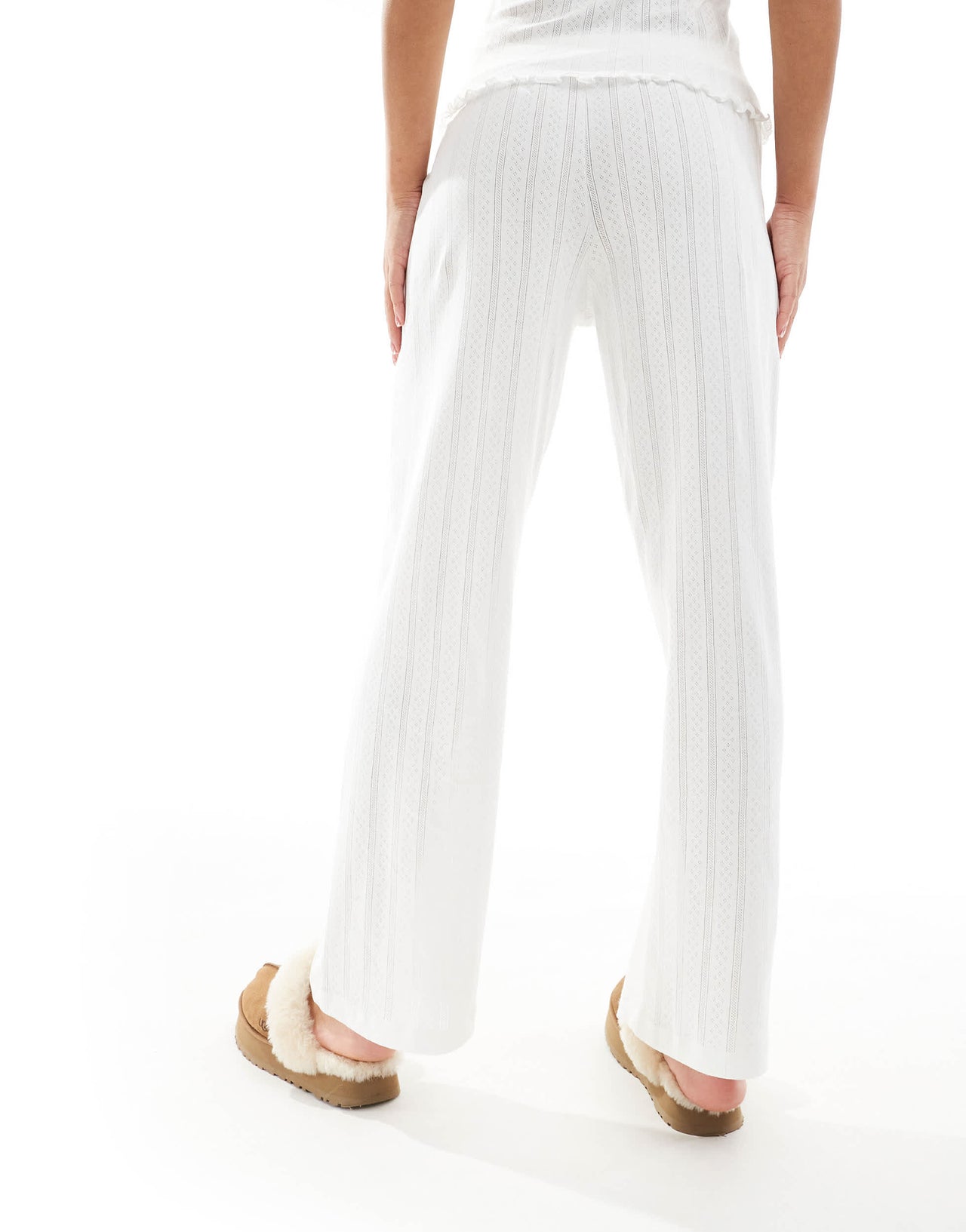 4th & Reckless Arlia pointelle trouser in white