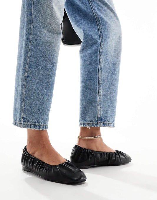 4th & Reckless Bailey  Rouched Ballet Flat in Black