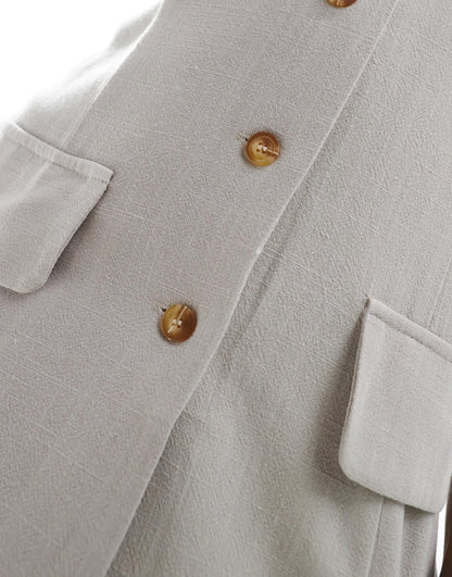 In The Style linen tailored longline waistcoat co-ord in light grey