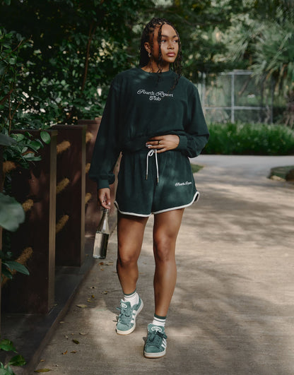 4th & Reckless x Loz Vassallo Bay towelling crop sweatshirt in green