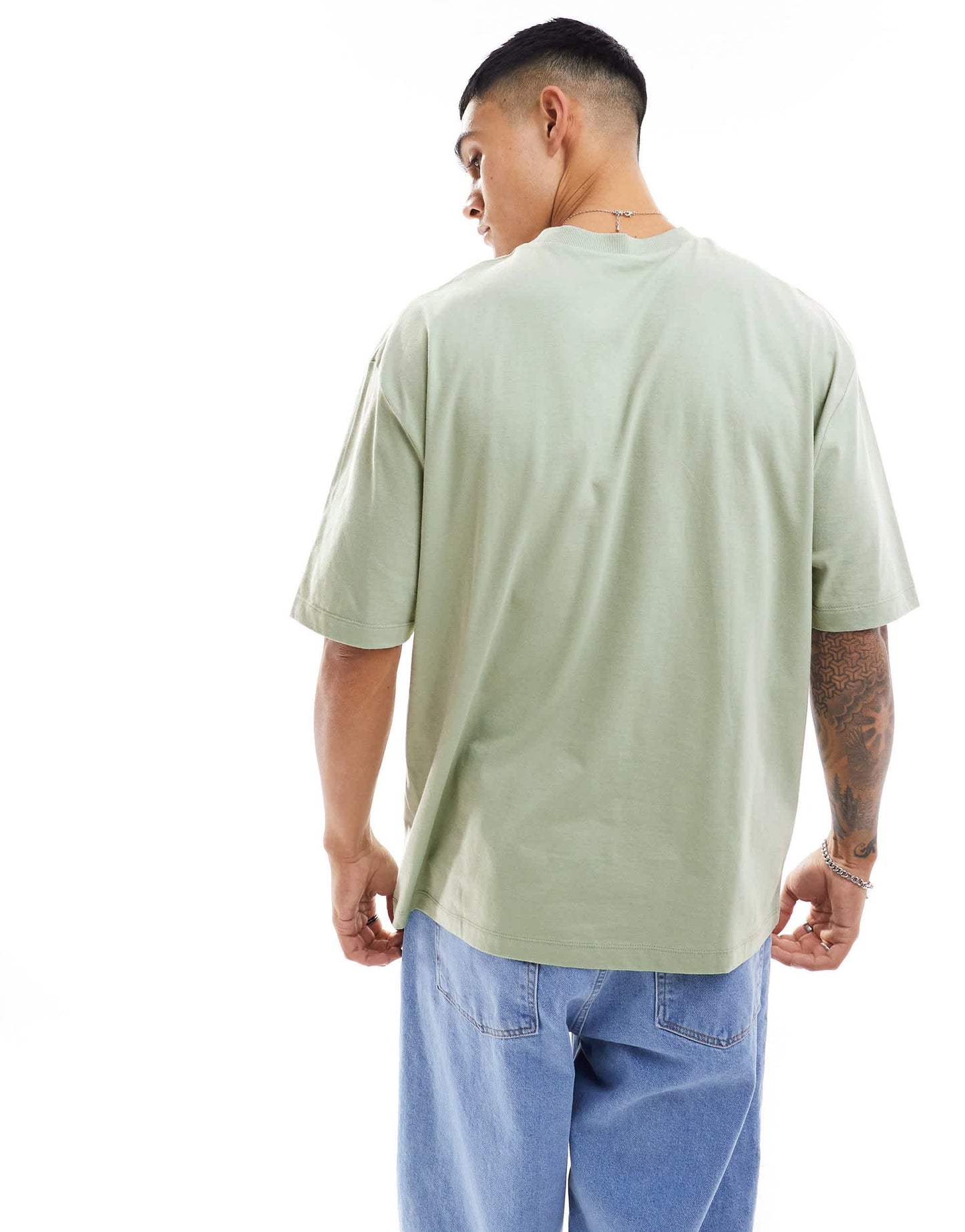 ASOS DESIGN oversized t-shirt with front pocket in washed green