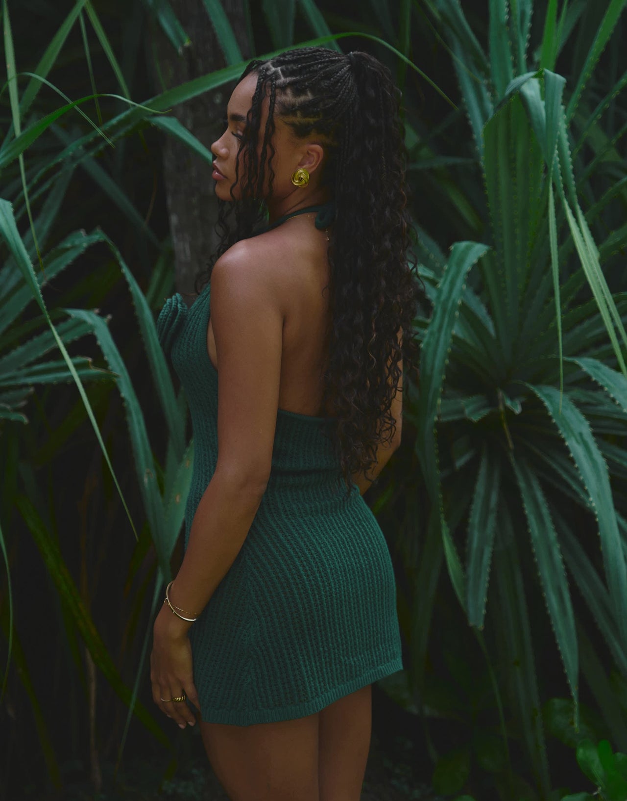 4th & Reckless x Loz Vassallo knitted mini beach dress in green