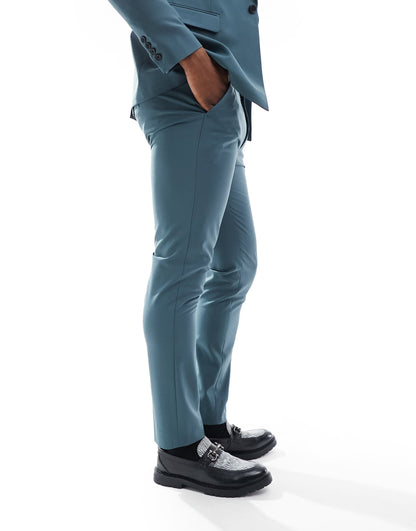 AllSaints Moad suit trousers in petrol blue