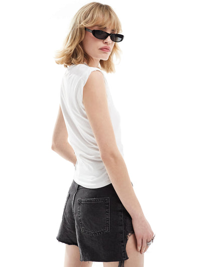 AllSaints West rouched tank in white