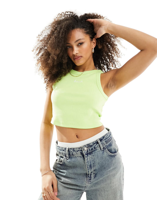 BOSS ribbed cropped vest in lime