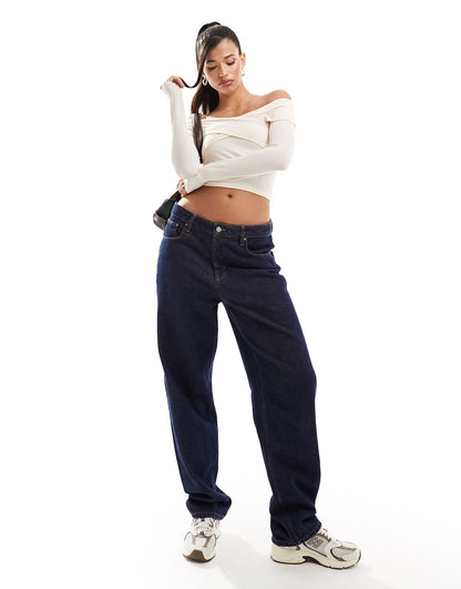 Edikted cross body off shoulder cream fitted top