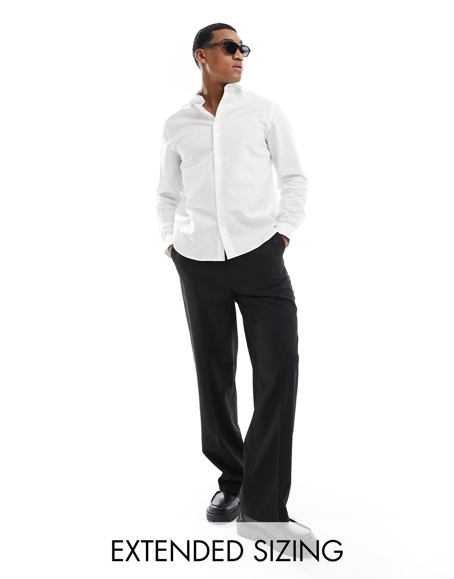 ASOS DESIGN smart linen regular shirt in white