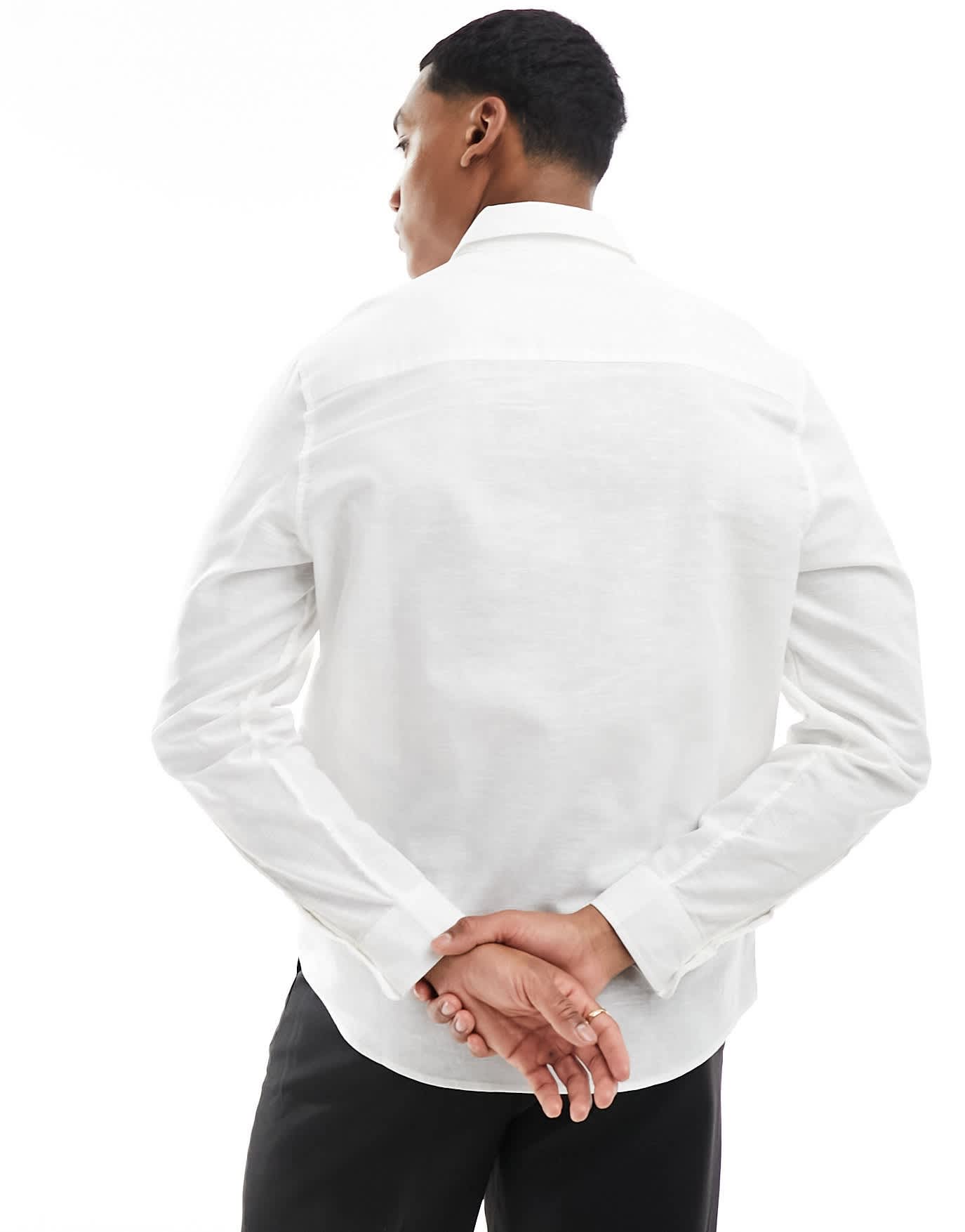 ASOS DESIGN smart linen regular shirt in white