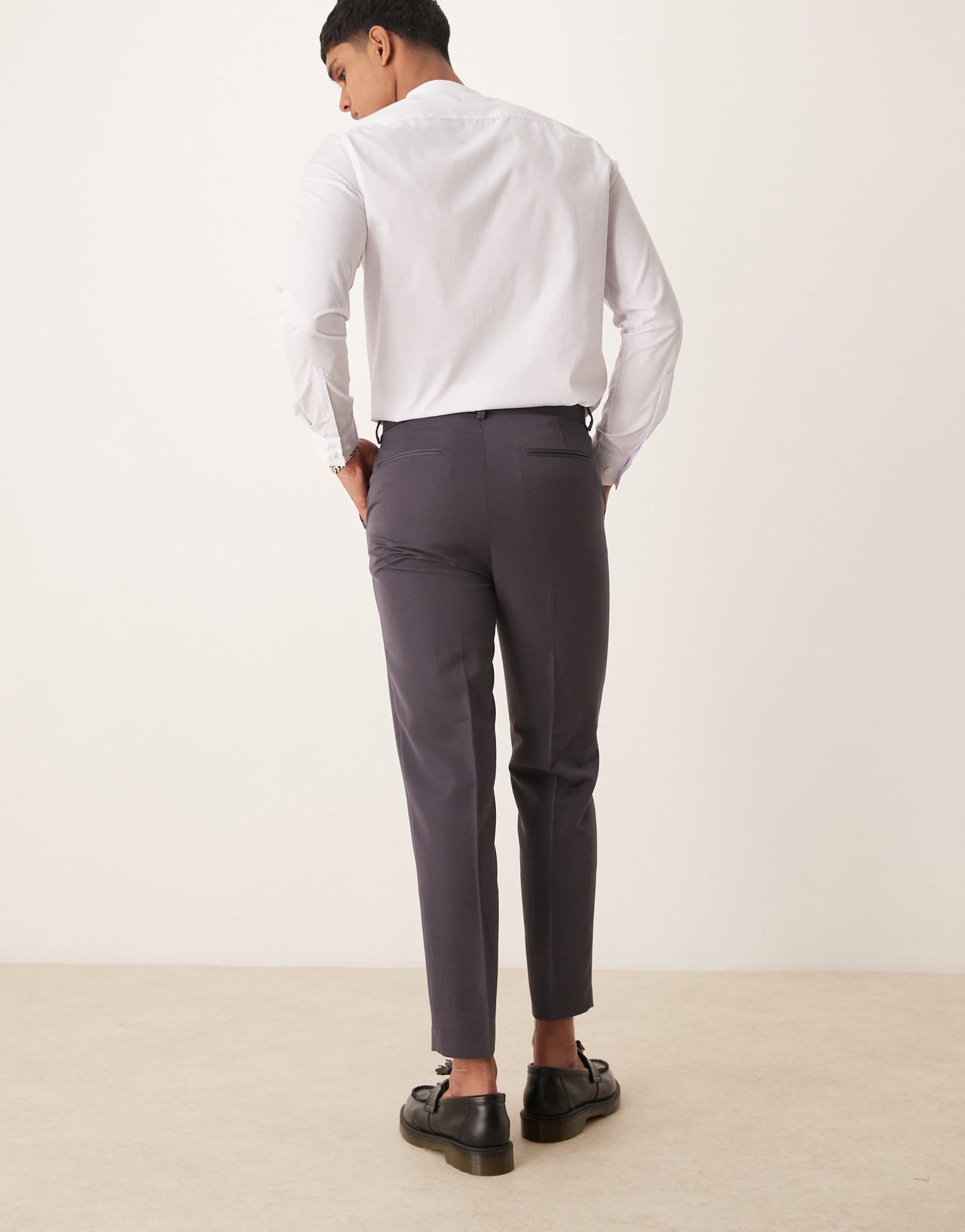 ASOS DESIGN smart tapered trousers in charcoal