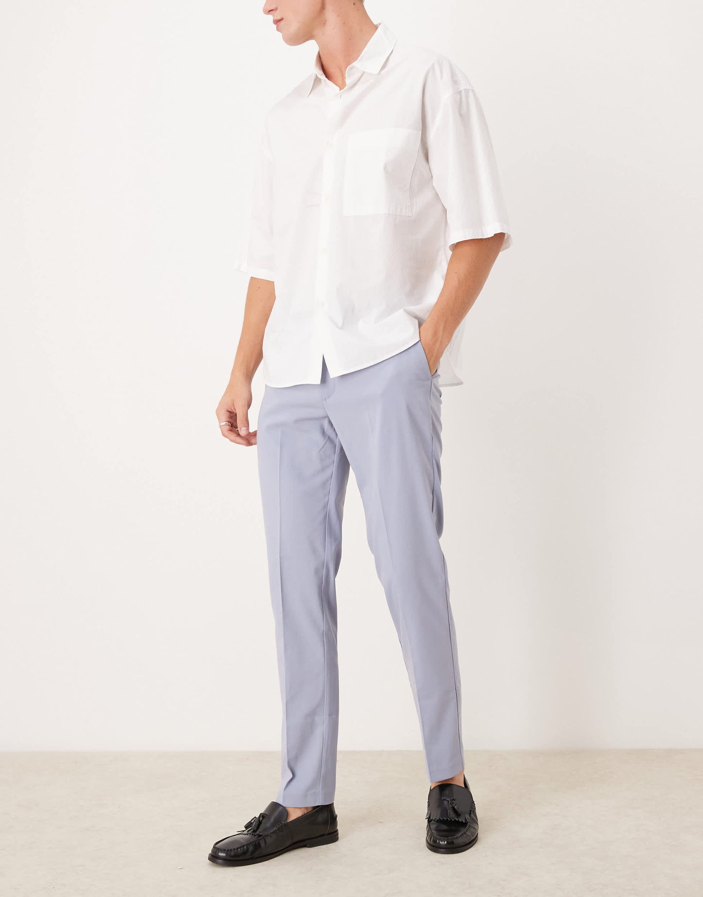 ASOS DESIGN slim fit smart wedding trousers in dusty blue
