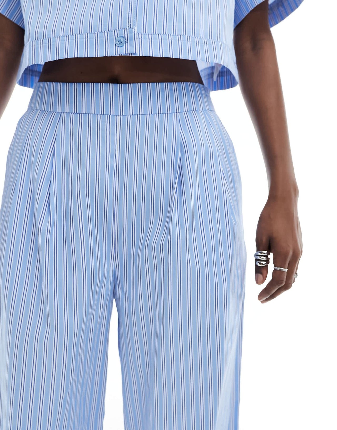 Extro & Vert wide leg trousers in blue stripe co-ord