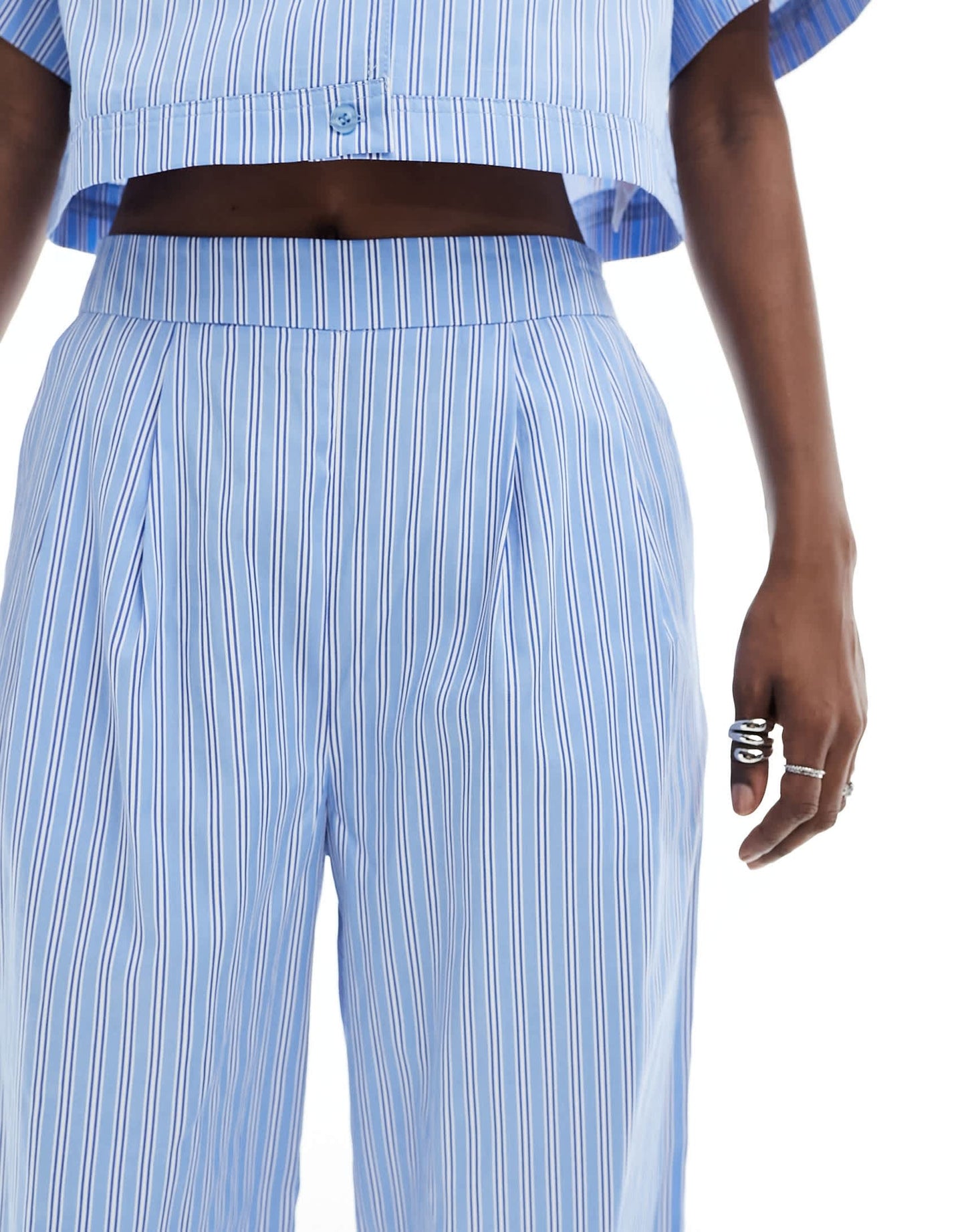 Extro & Vert wide leg trousers in blue stripe co-ord