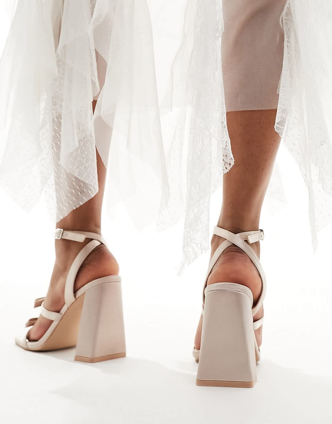 Be Mine Bridal Angelin bow block heel sandals in blush