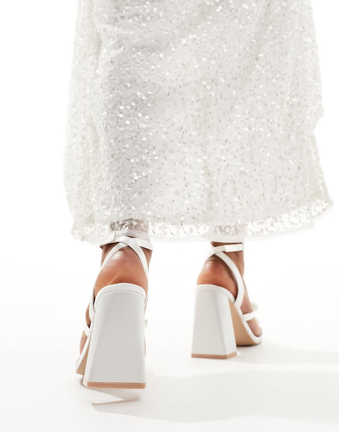 Be Mine Bridal Angelin bow block heel sandals in ivory