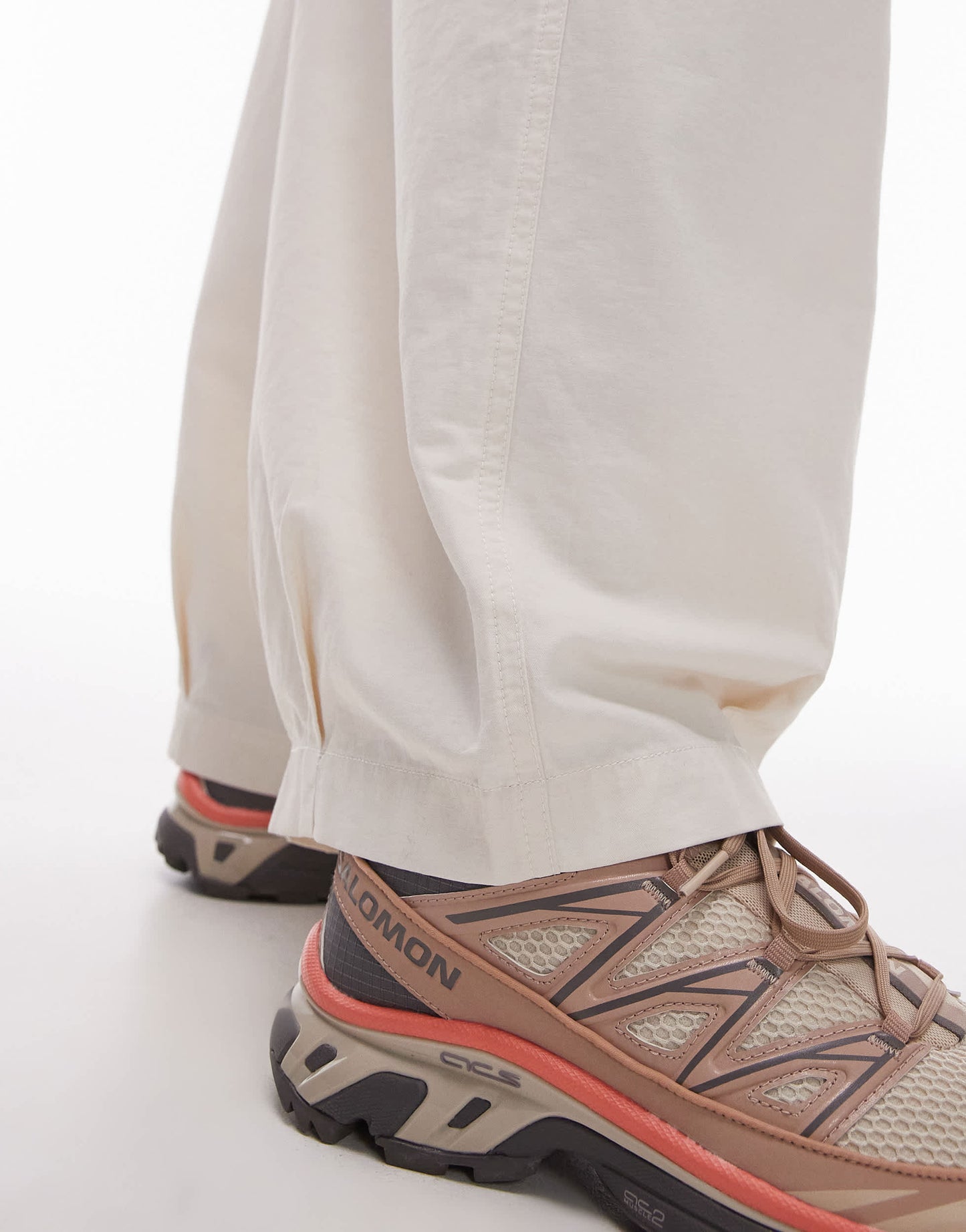 Topman wide leg cotton trousers in off white