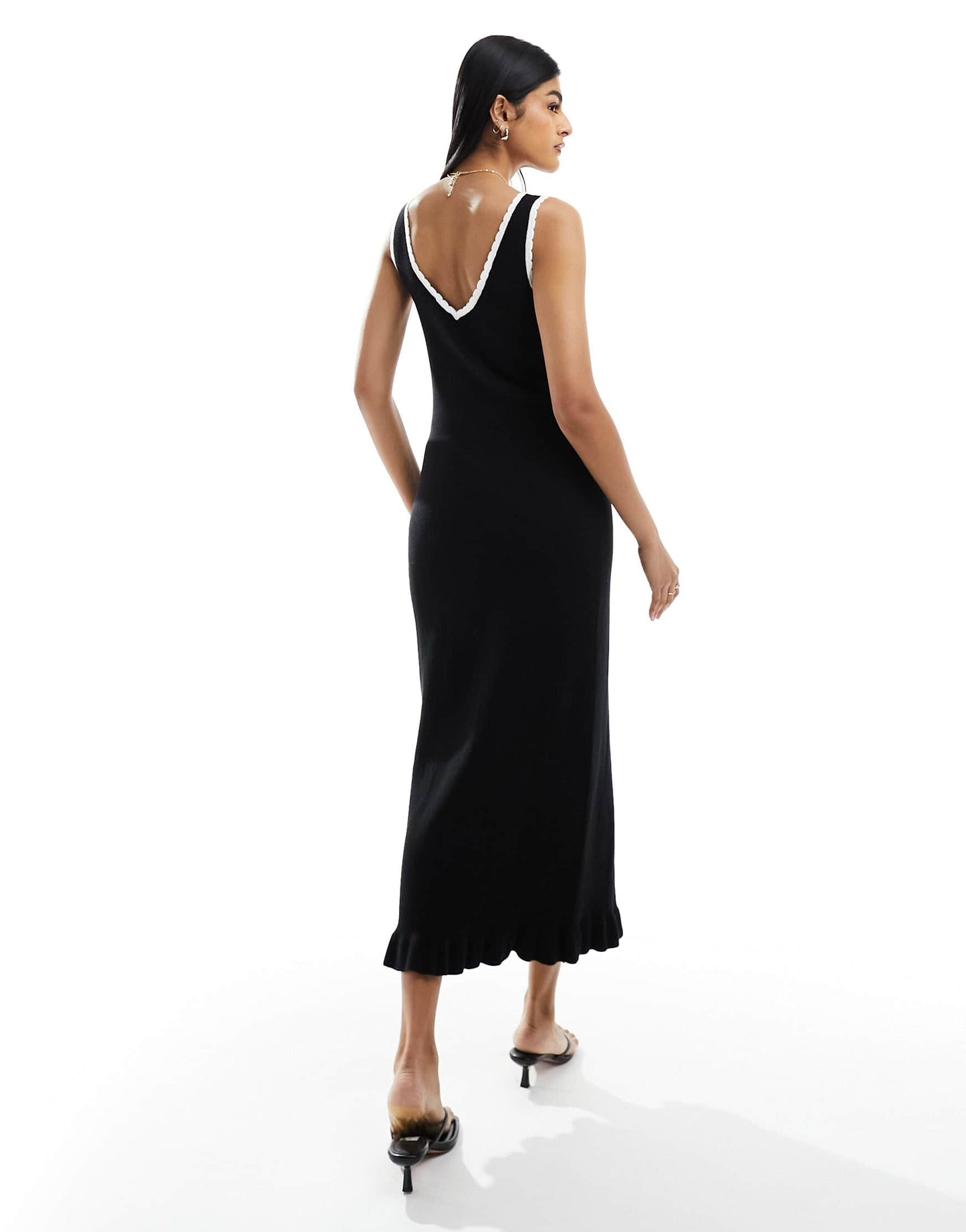 ASOS DESIGN knitted moss stitch maxi dress with contrast trims