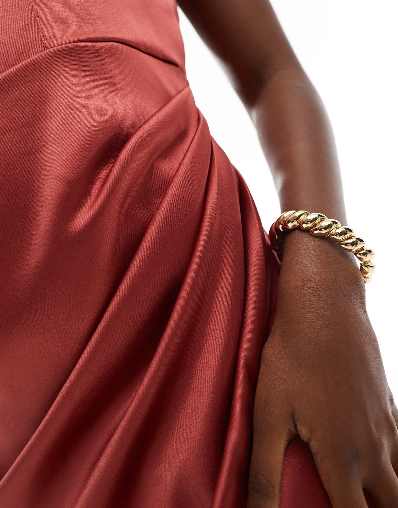 Jaded Rose satin corset midi ress in deep rose