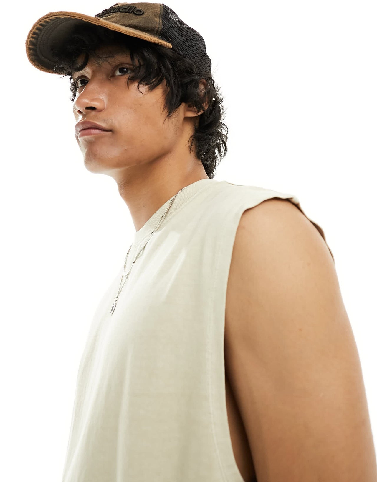 ASOS DESIGN oversized tank in washed beige