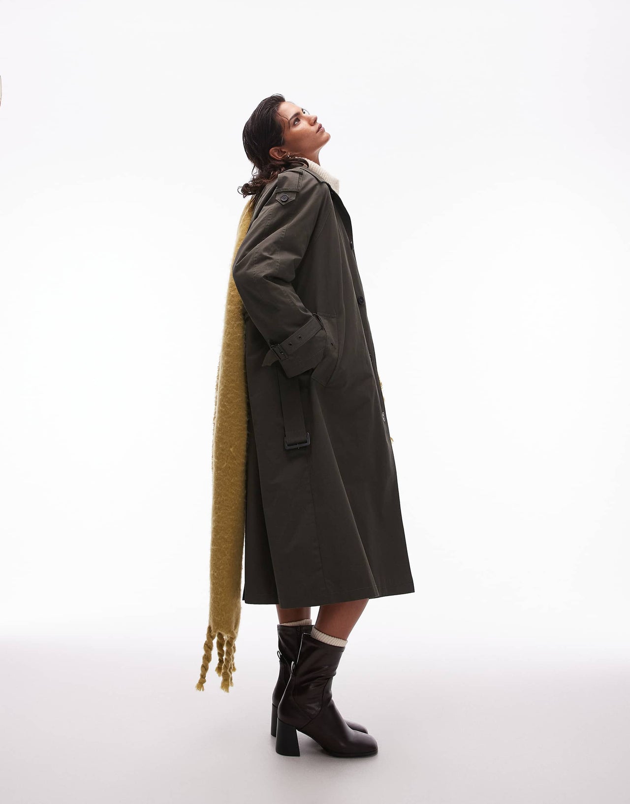 Topshop 2in1 liner trench coat in dark green