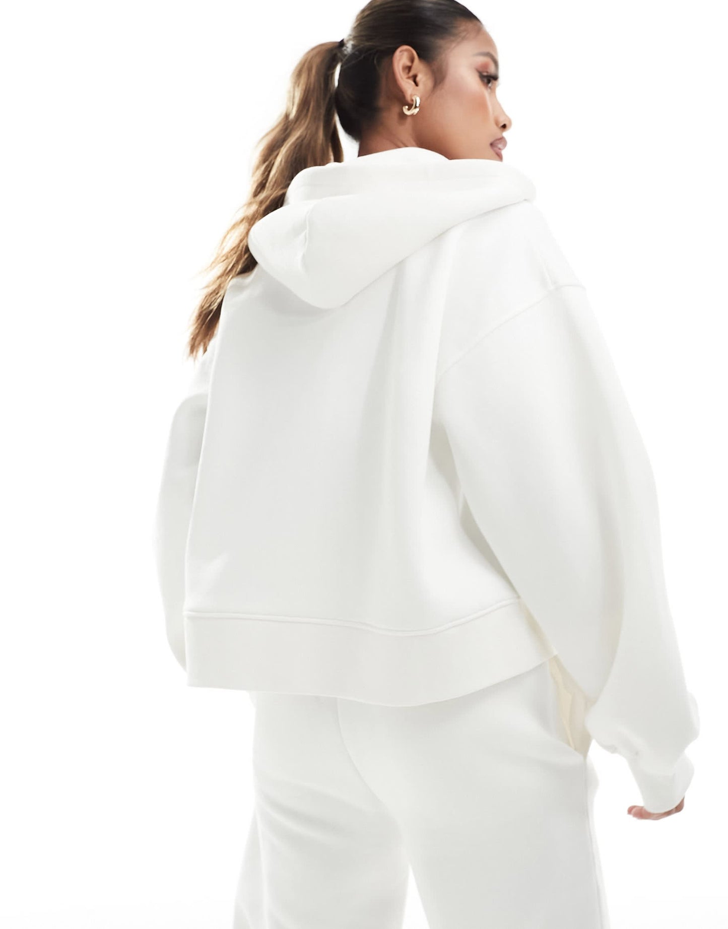 The Couture Club co-ord varsity zip through hoodie in off white