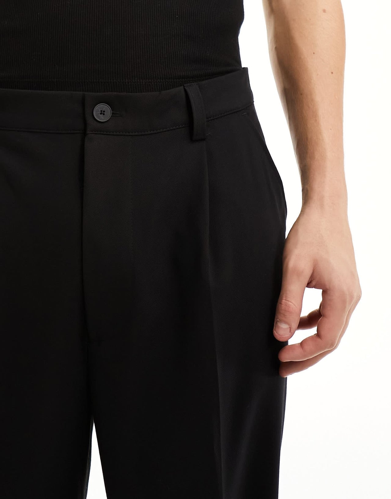 Bershka baggy tailored trouser in black