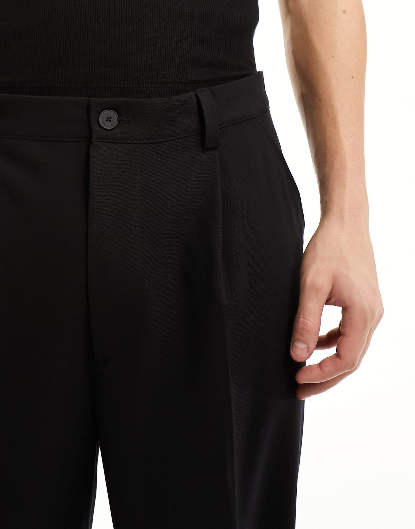 Bershka baggy tailored trouser in black