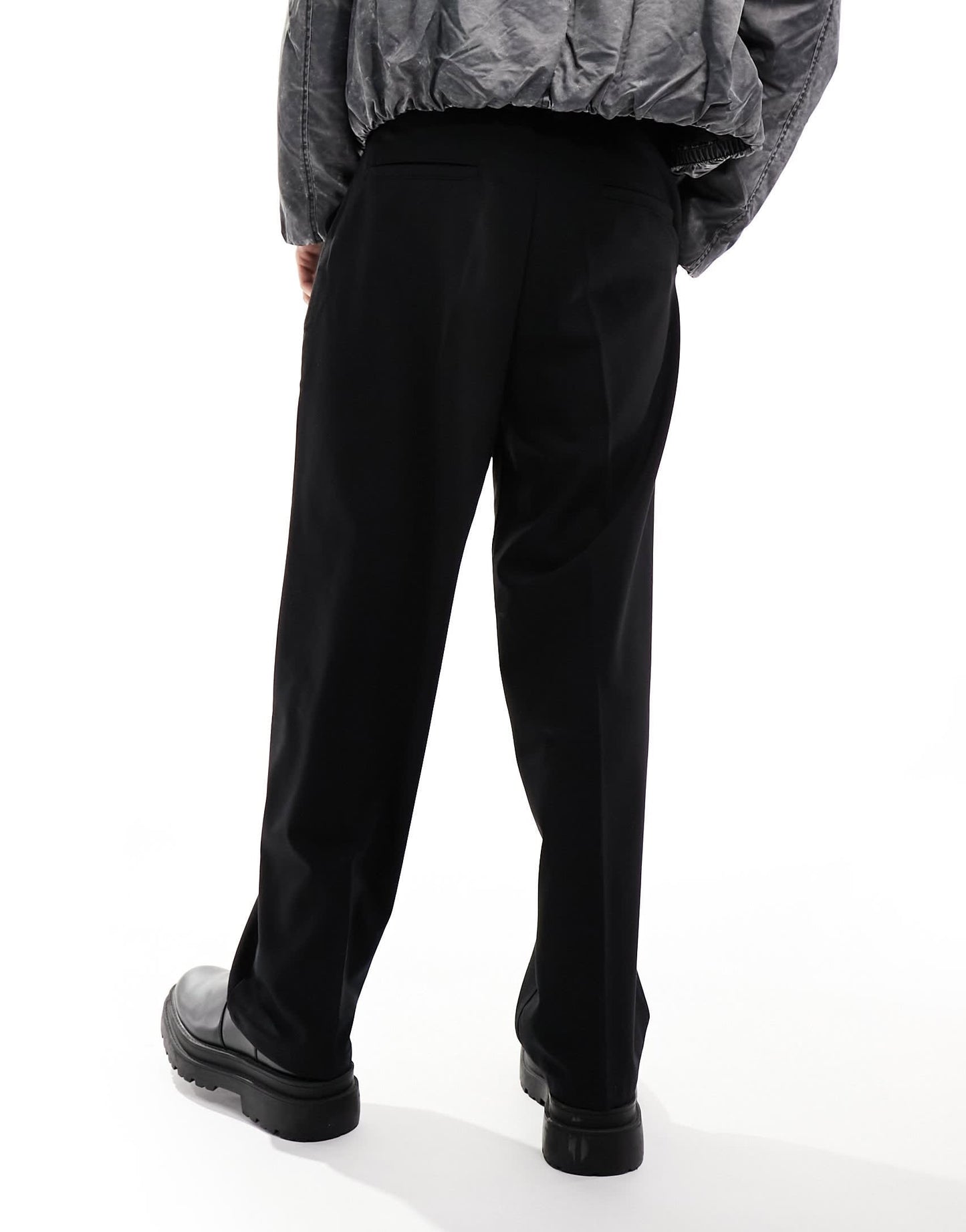Bershka baggy tailored trouser in black