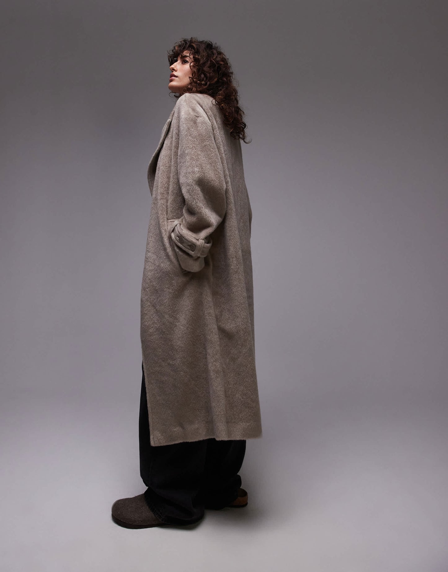 Topshop chuck on coat in taupe
