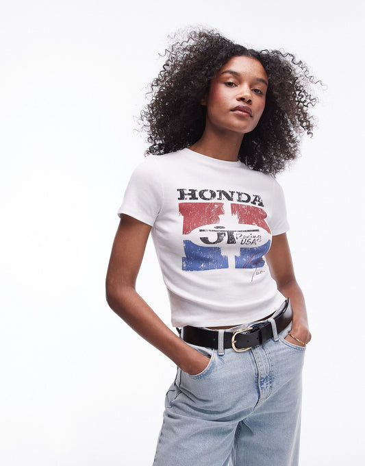 Topshop license Honda tee in ecru