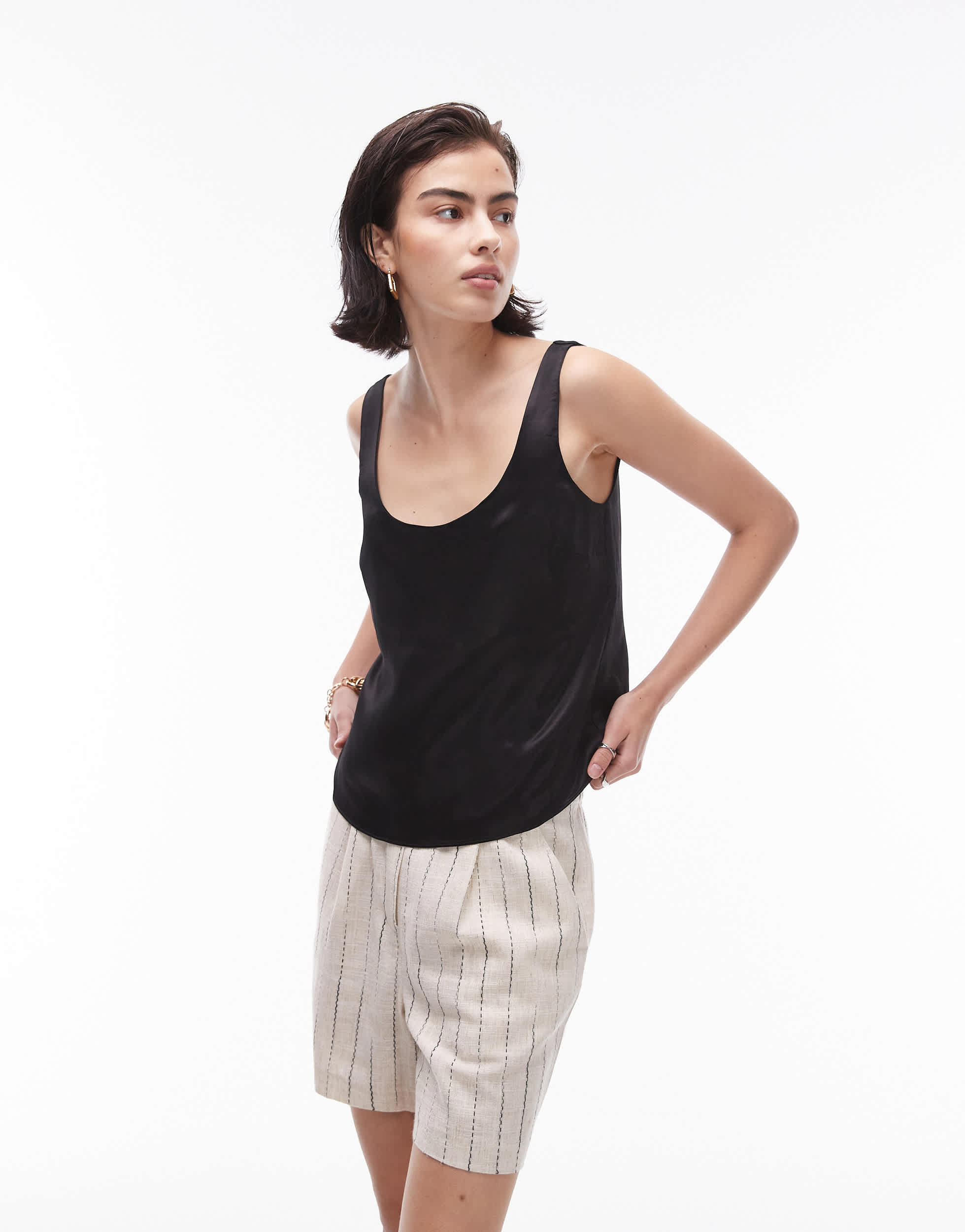 Topshop scoop neck cami in black