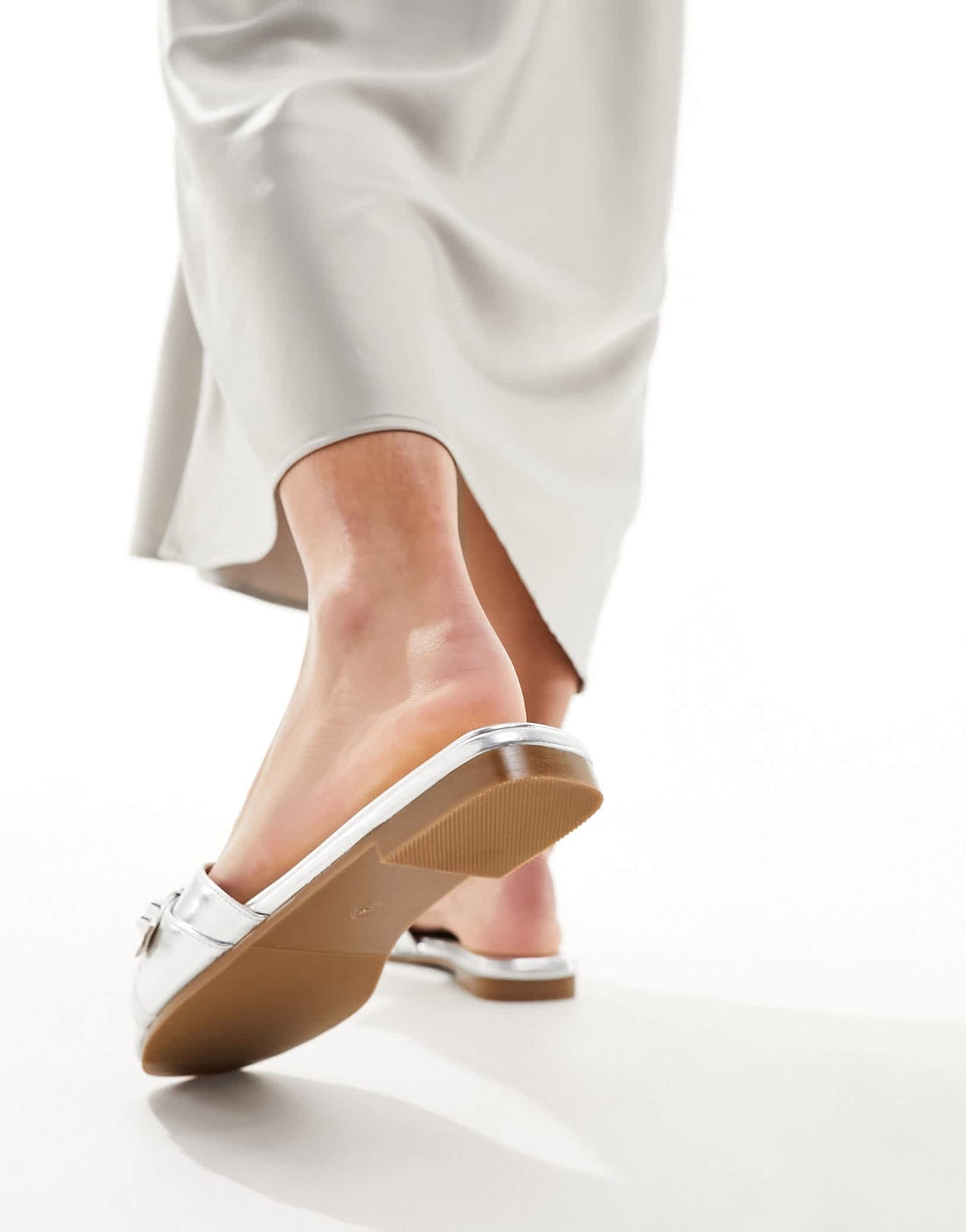 RAID Wide Fit Celini flat sandals in silver metallic