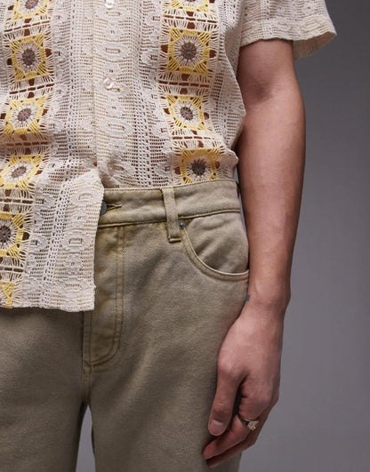 Topman straight trousers in khaki