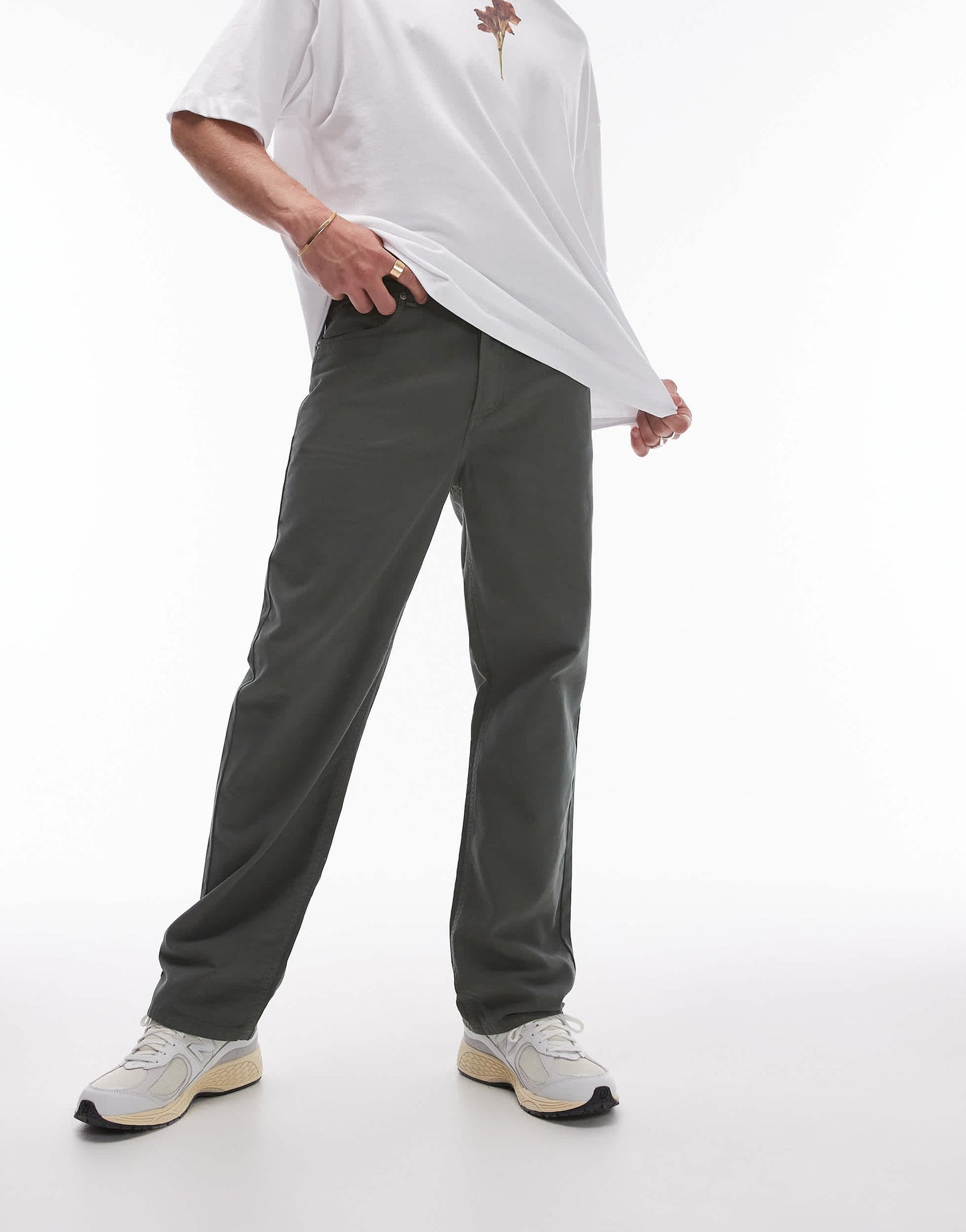 Topman straight trousers in green