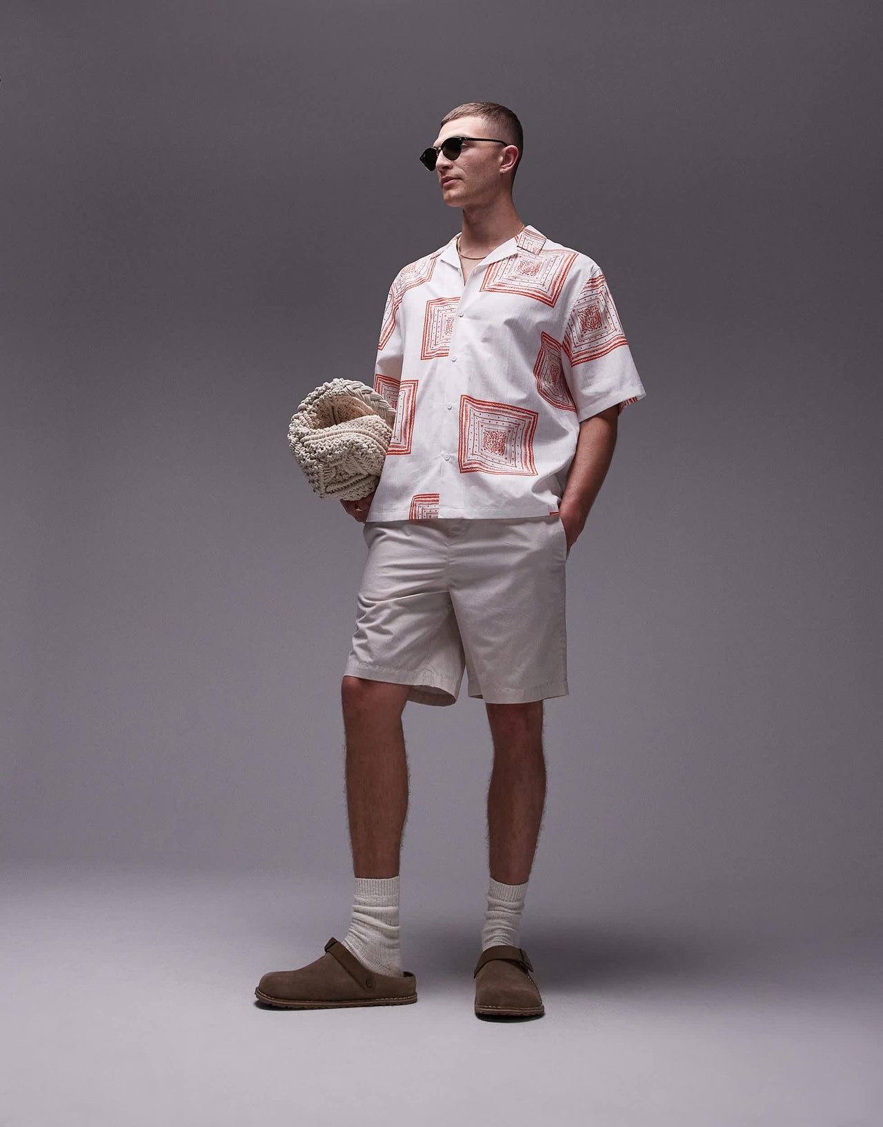 Topman elasticated waistband shorts in grey