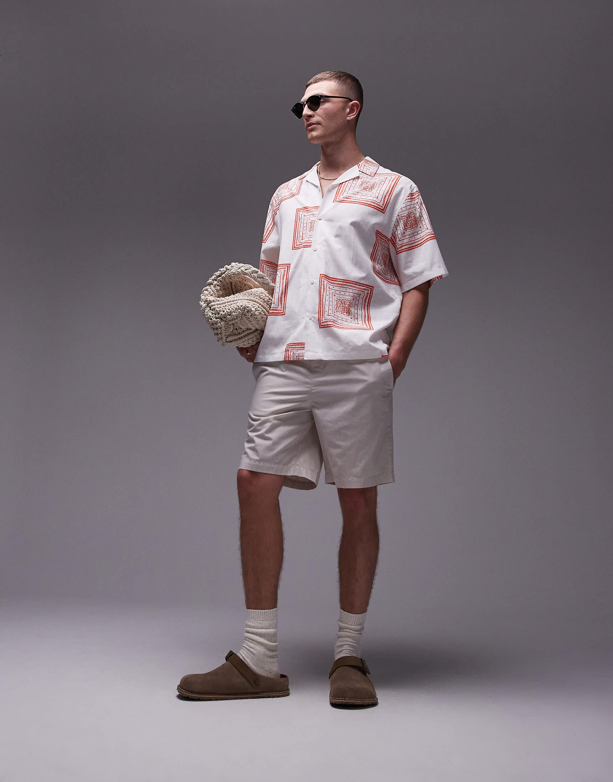 Topman elasticated waistband shorts in grey