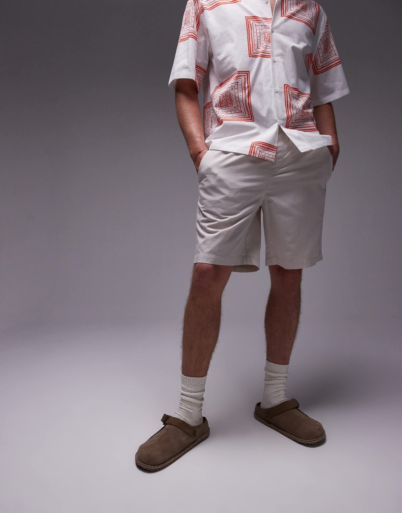 Topman elasticated waistband shorts in grey