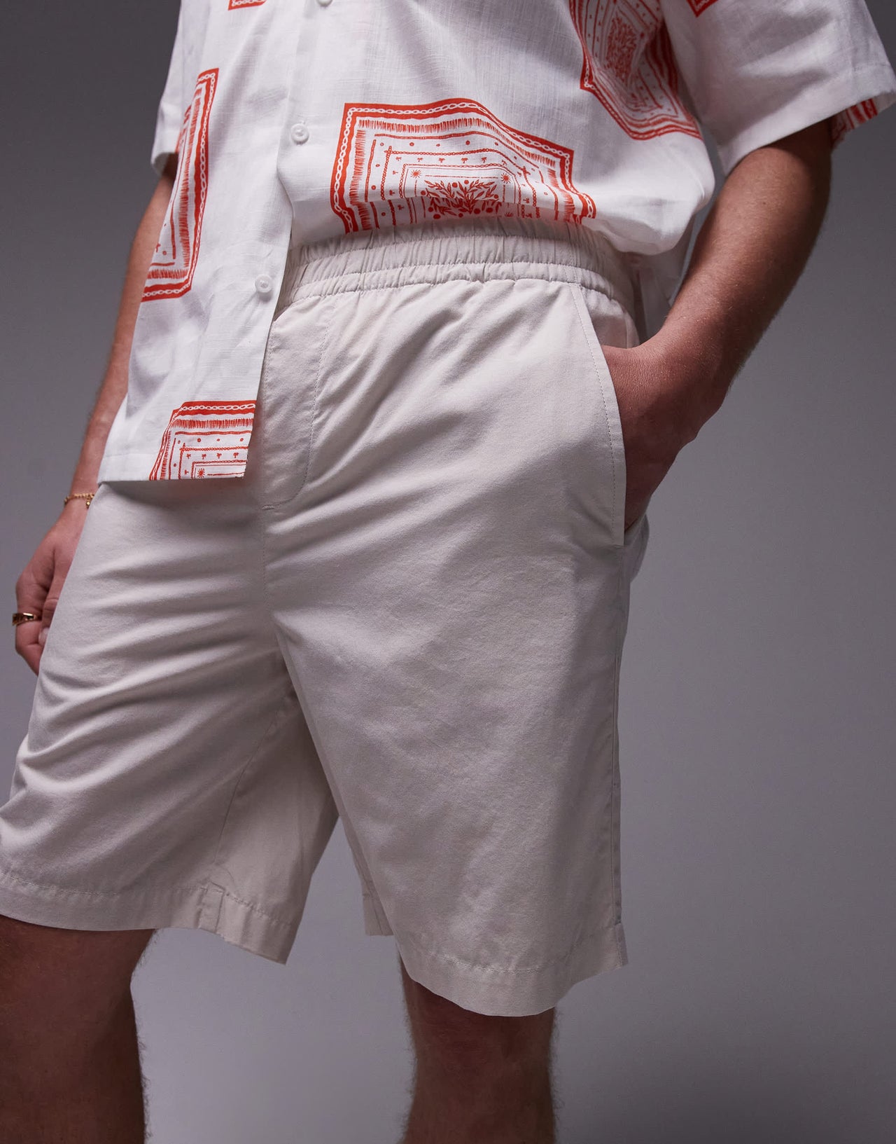 Topman elasticated waistband shorts in grey