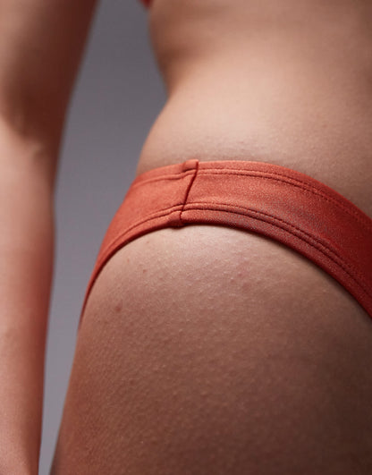 Topshop shiny mix and match hipster bikini bottoms in chilli red