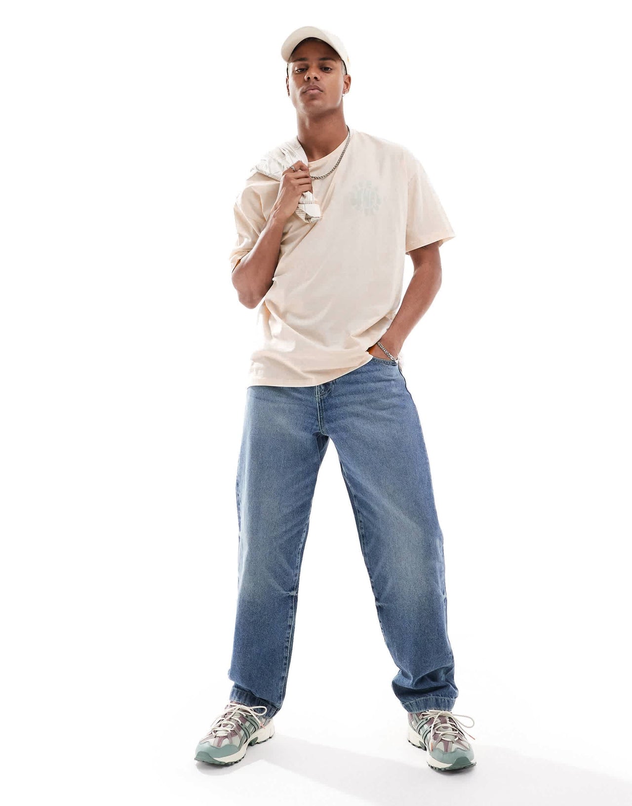 New Look seek positive oversized t-shirt in cream