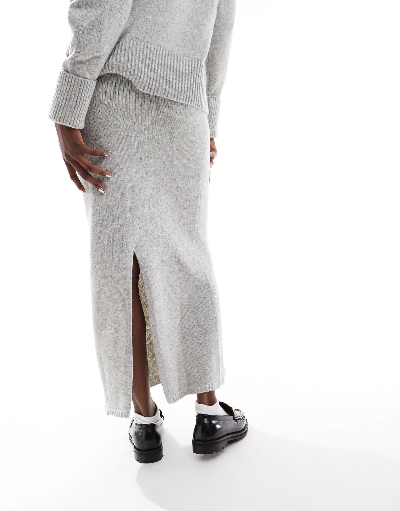ASOS DESIGN knitted maxi skirt co-ord in mid grey