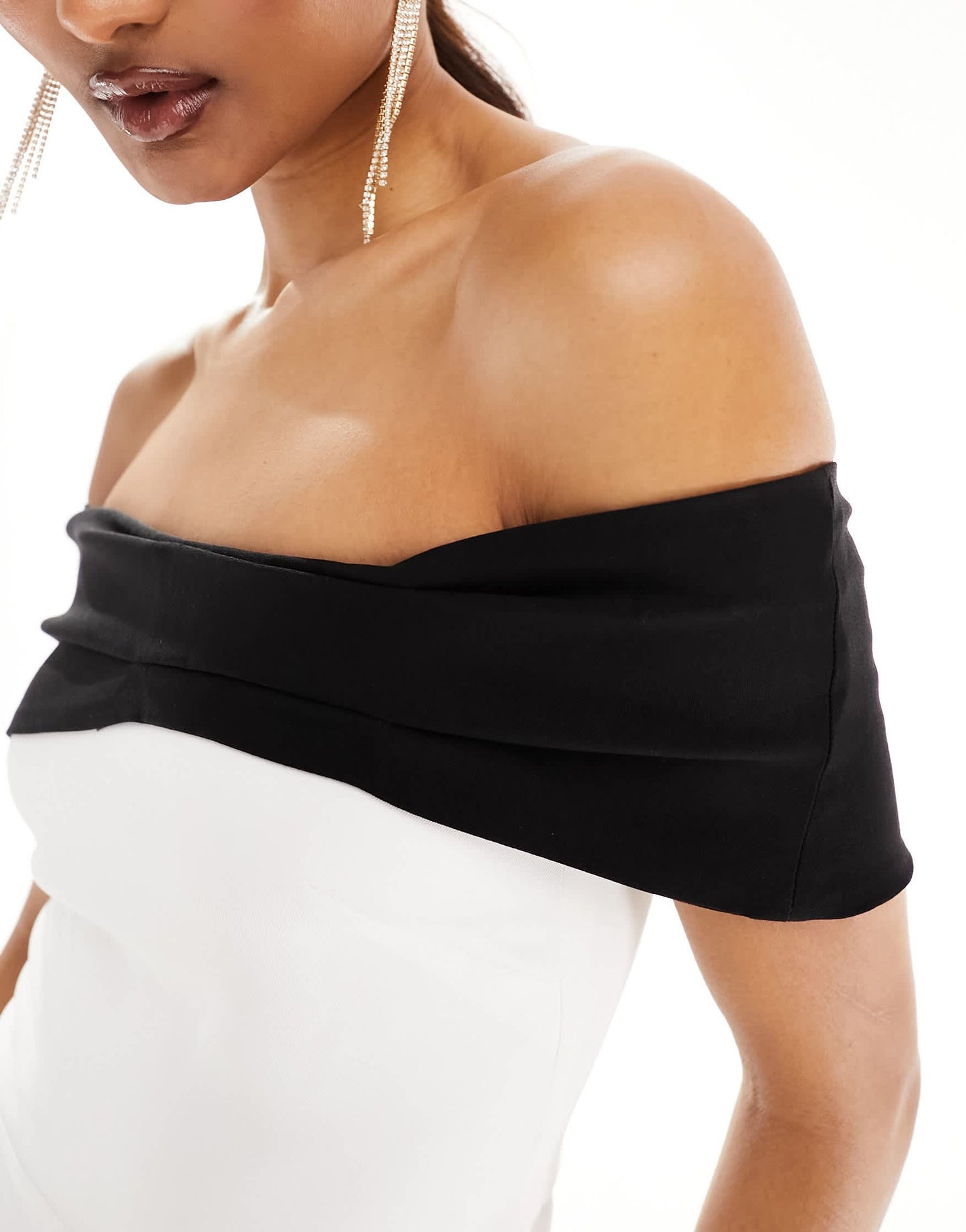 Vesper bengaline bandeau contrast wide leg jumpsuit in monochrome