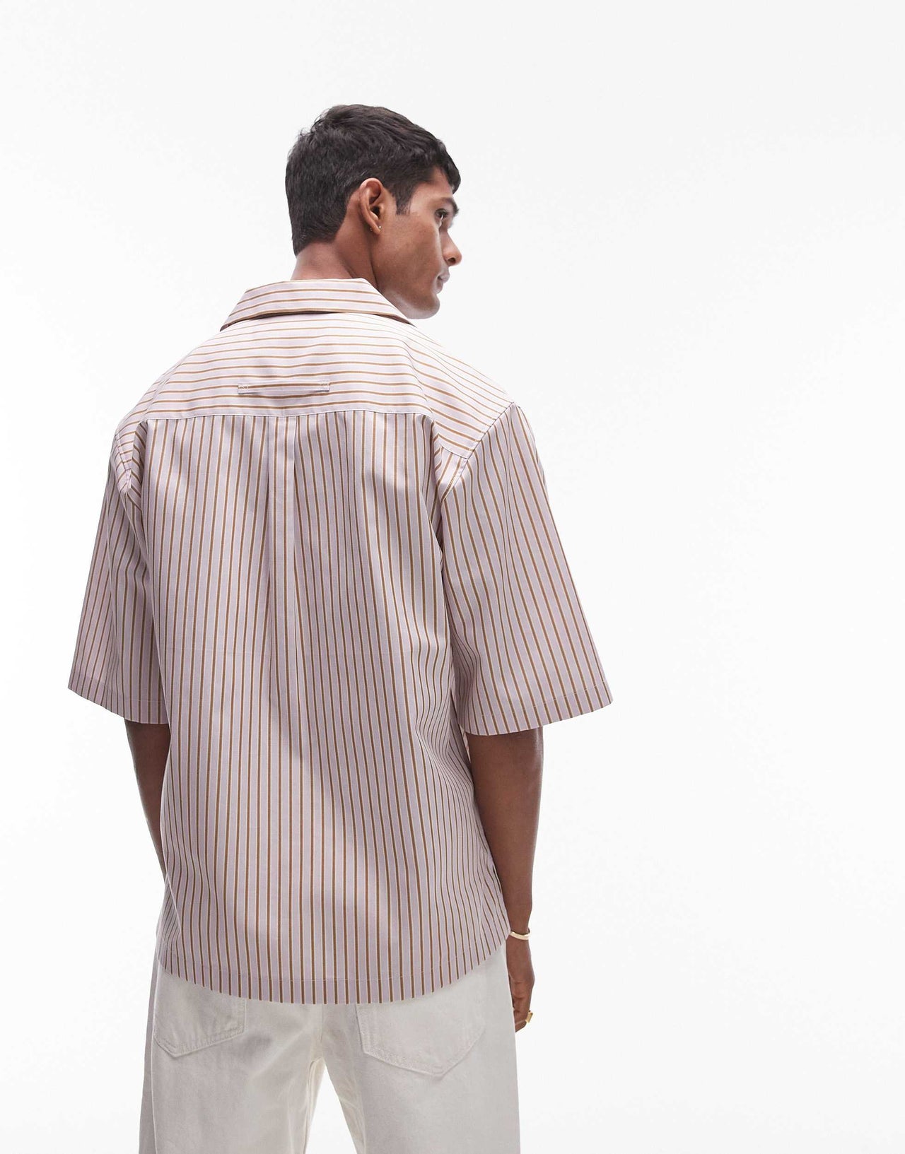 Topman short sleeve relaxed stripe shirt in pink