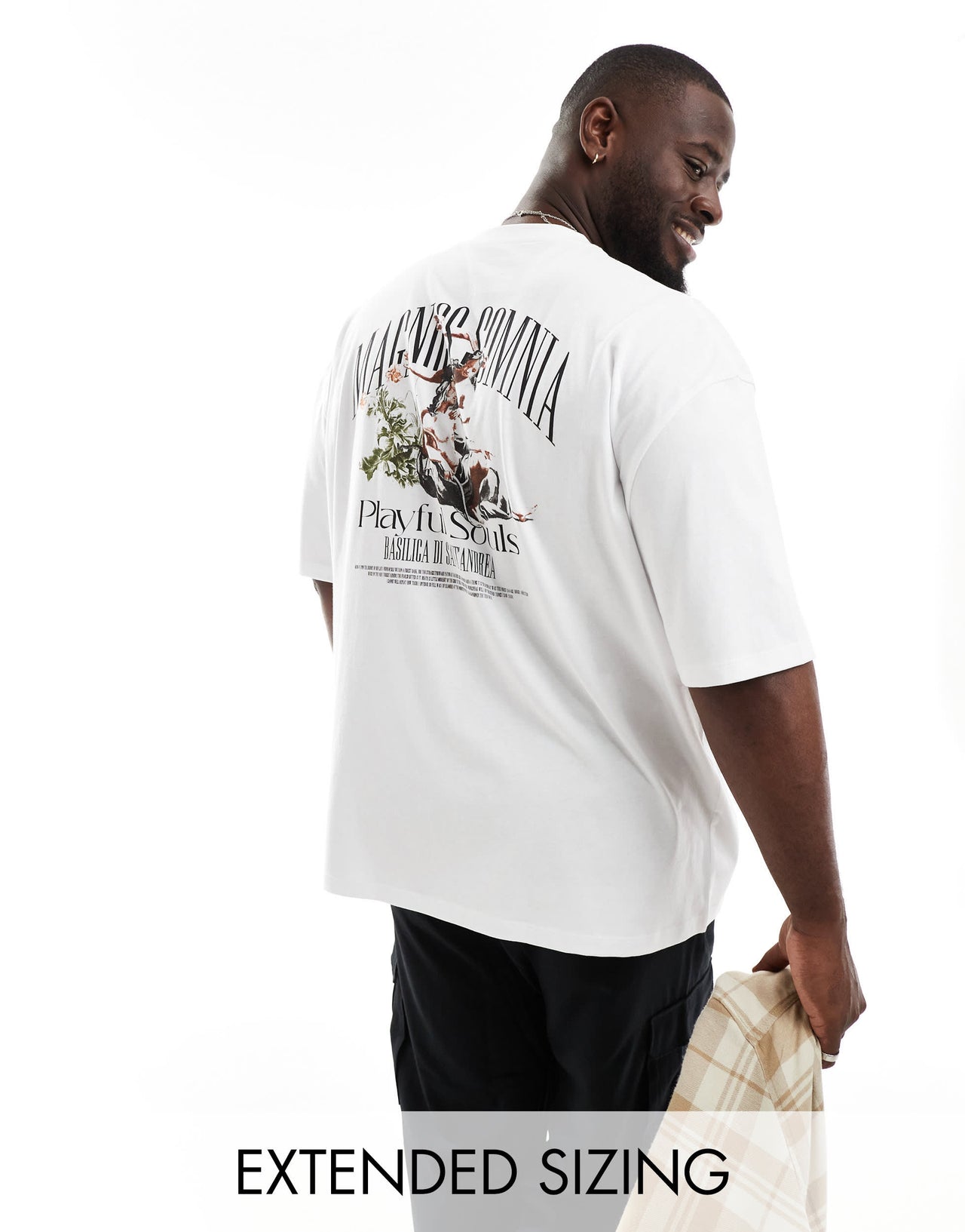 ASOS DESIGN oversized t-shirt in white with renaissance back print