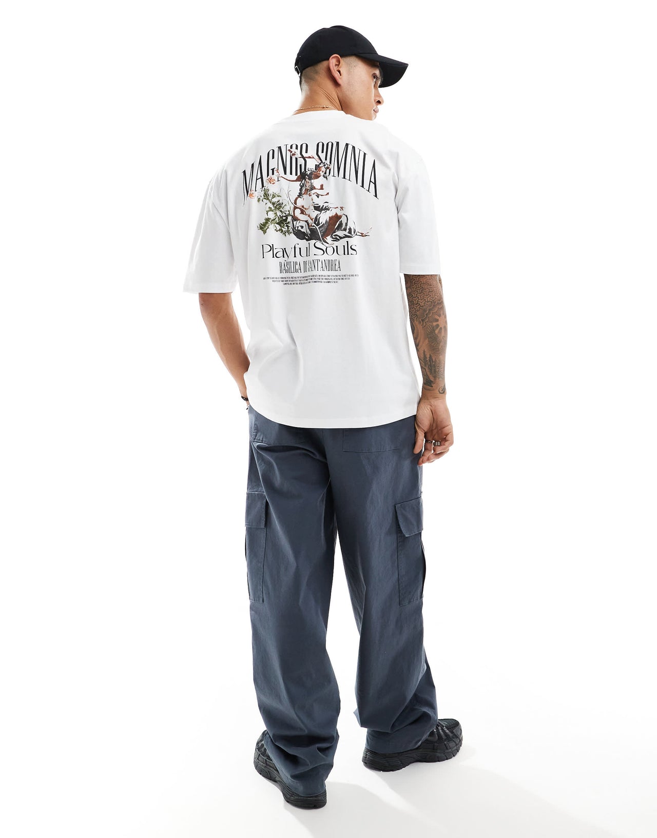 ASOS DESIGN oversized t-shirt in white with renaissance back print