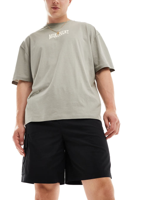 Selected loose tech cargo short in black