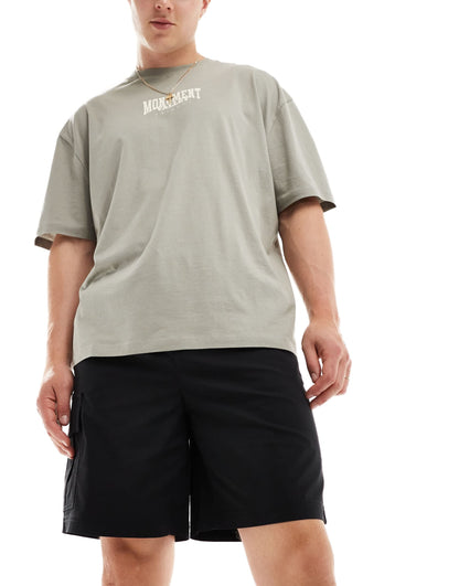 Selected loose tech cargo short in black